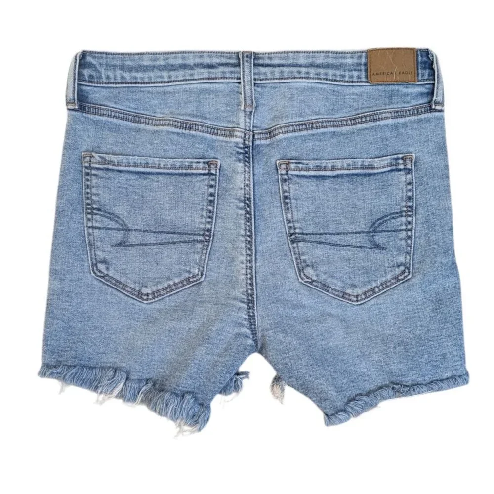 American Eagle Light Wash High Rise Denim Jean Shorts - Picture 2 of 4